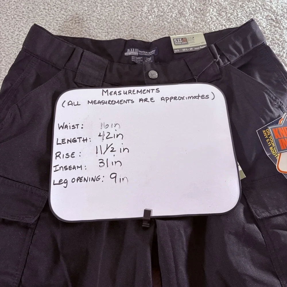 511 Tactical Pants Mens Large Long Black Ripstop Relaxed Fit TDU Cargo Workwear
